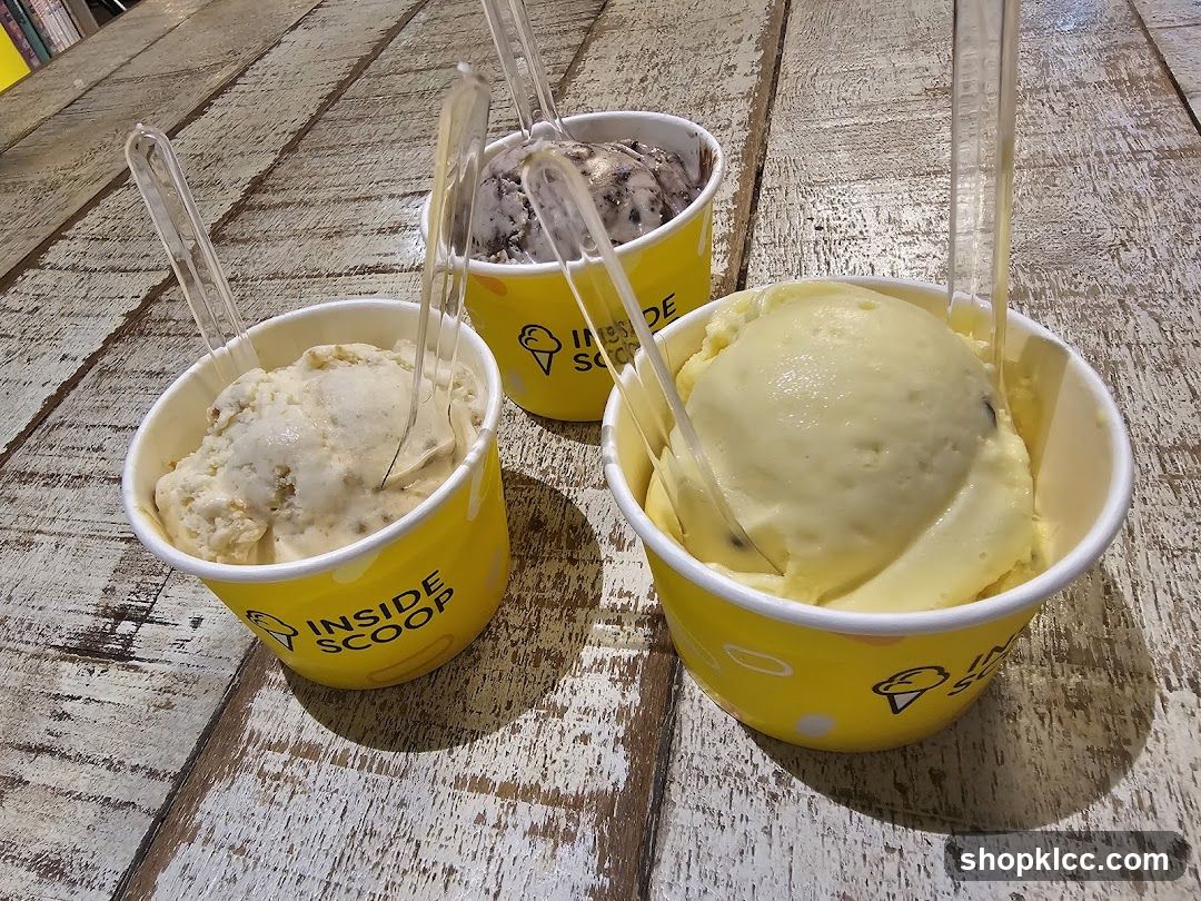 Three cups of ice cream
