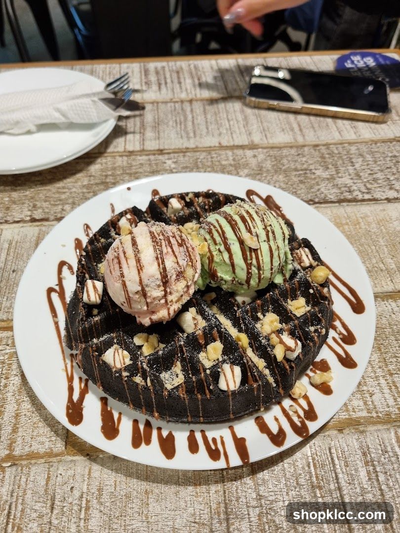Dark Chocolate Waffle with Ice Cream