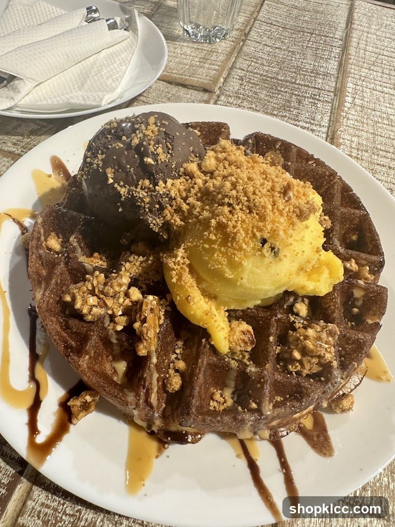 Chocolate Waffle with Ice Cream