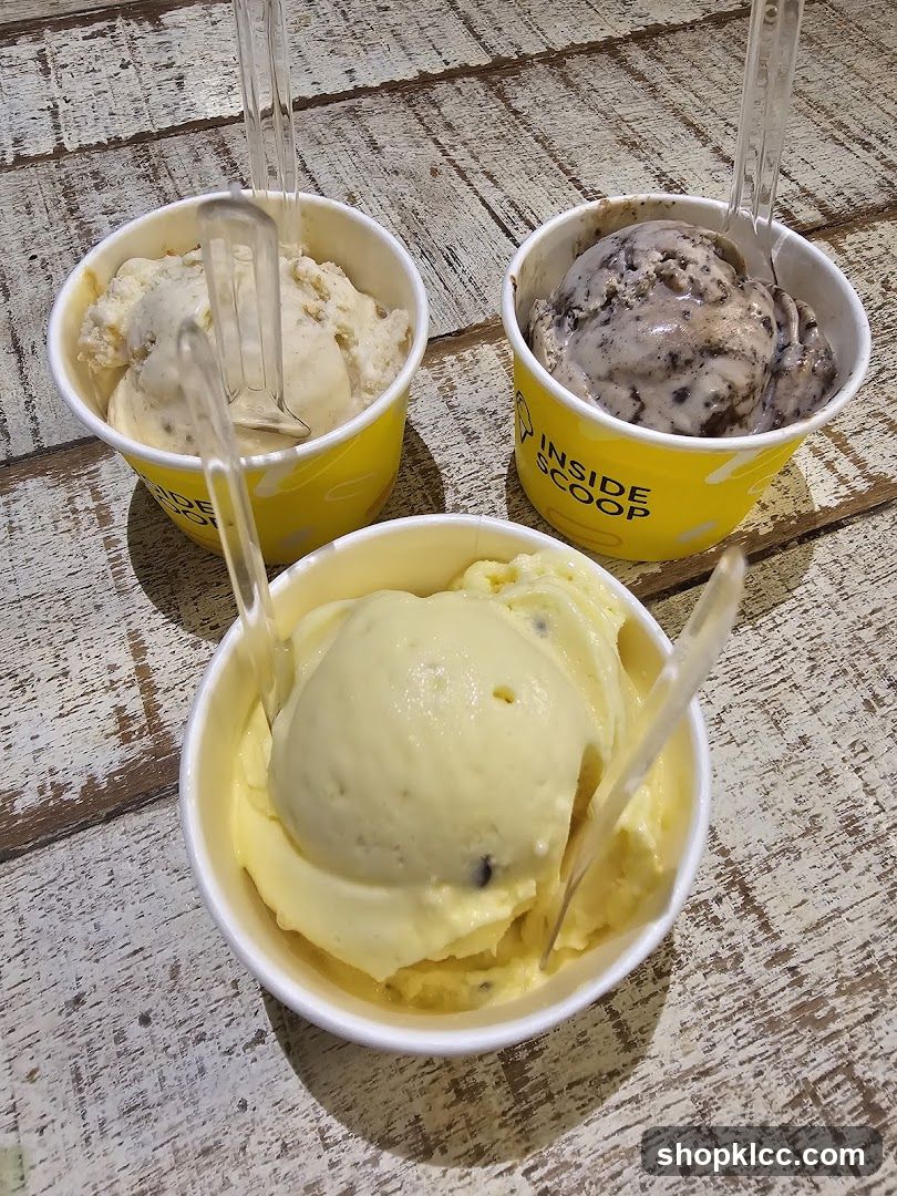Three cups of ice cream