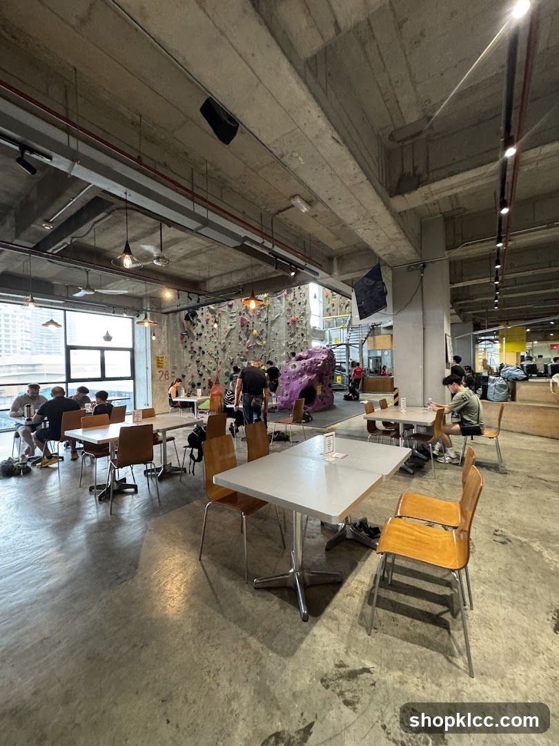 Indoor Climbing Gym with Seating Area