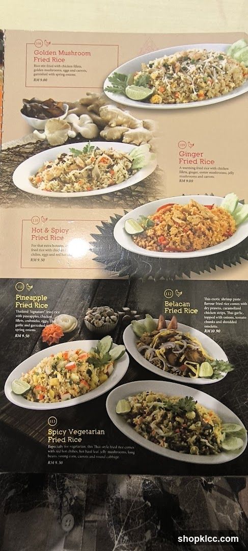 Fried Rice Menu