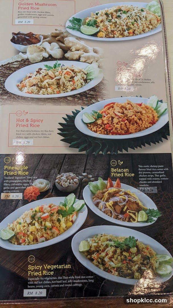 Fried Rice Menu