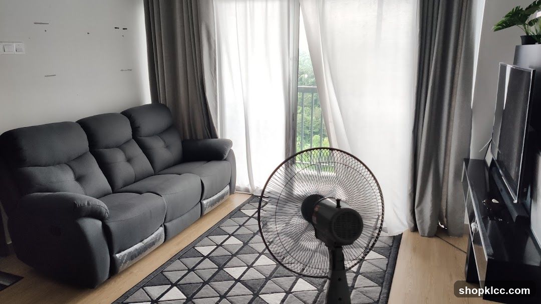 Living Room with Sofa and Fan