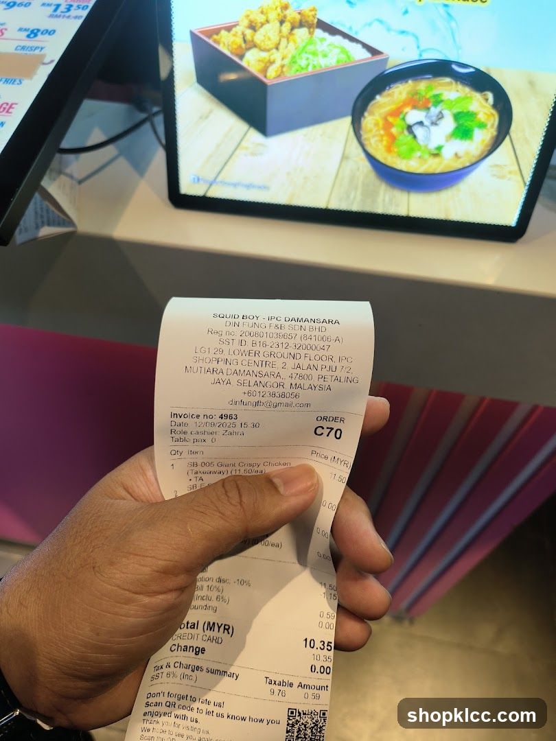 Receipt from Squid Boy
