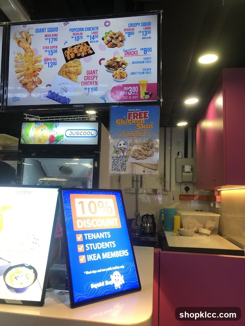 Squid Boy Menu and Discount Sign