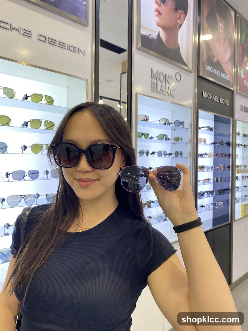 Woman Trying on Sunglasses