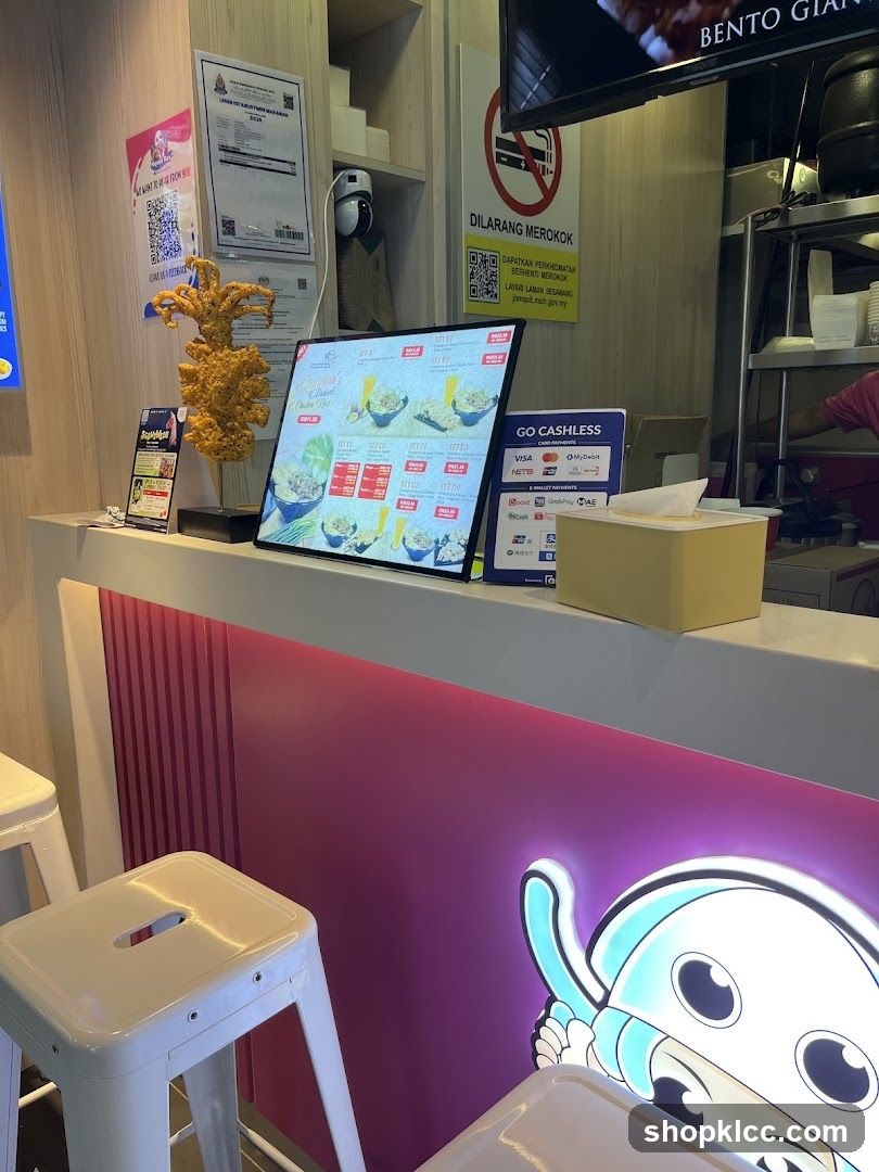 Counter with Menu and Payment Options