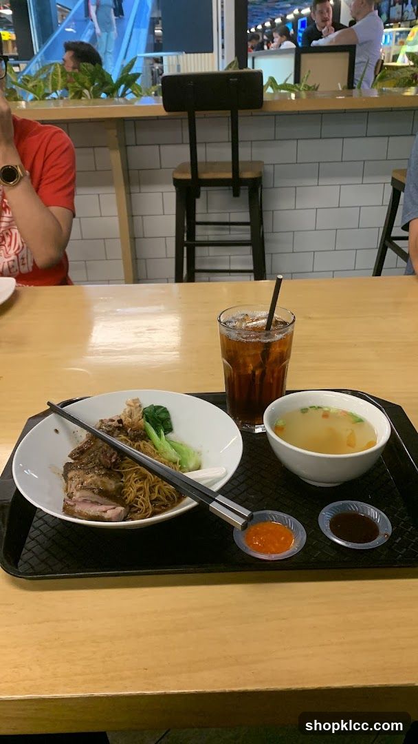 Noodle Dish with Drink