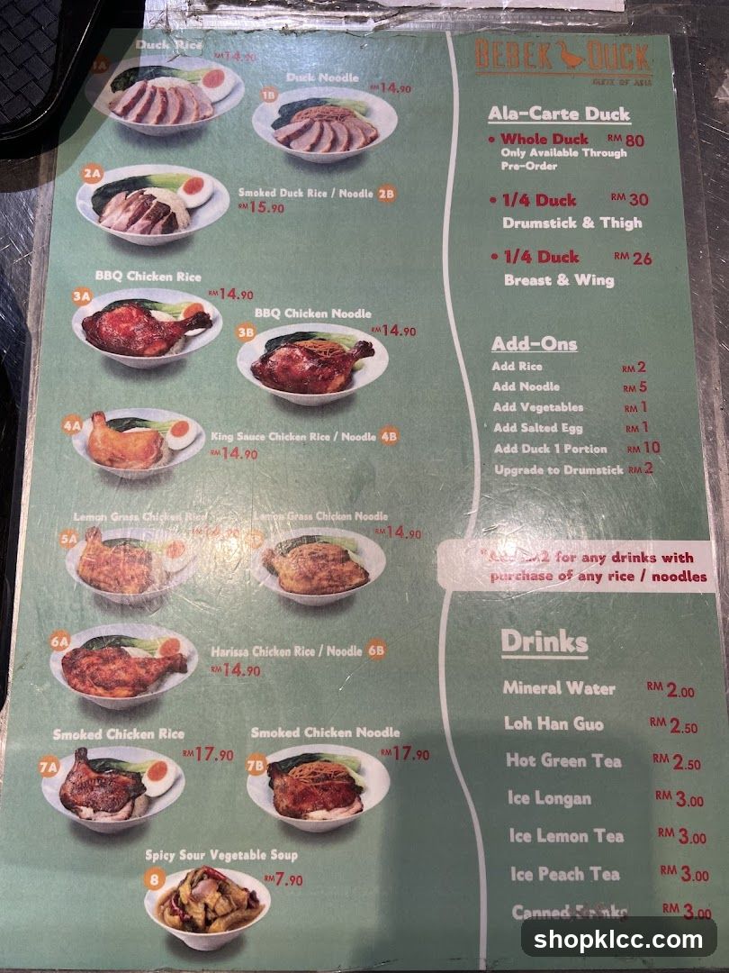 BEBEK DUCK Menu