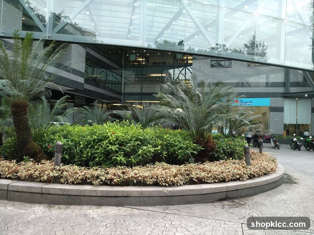 Modern Building Entrance with Landscaping