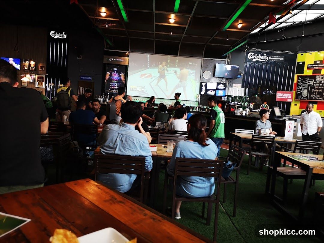 Bar Interior with Boxing Match Projection