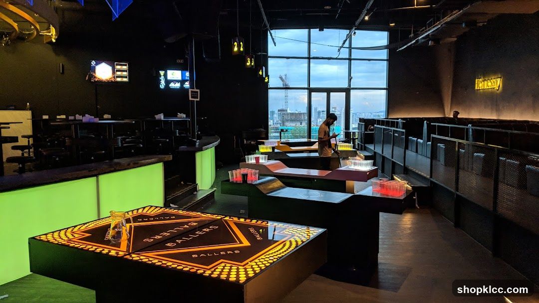 Modern Bar Interior with Neon Lighting