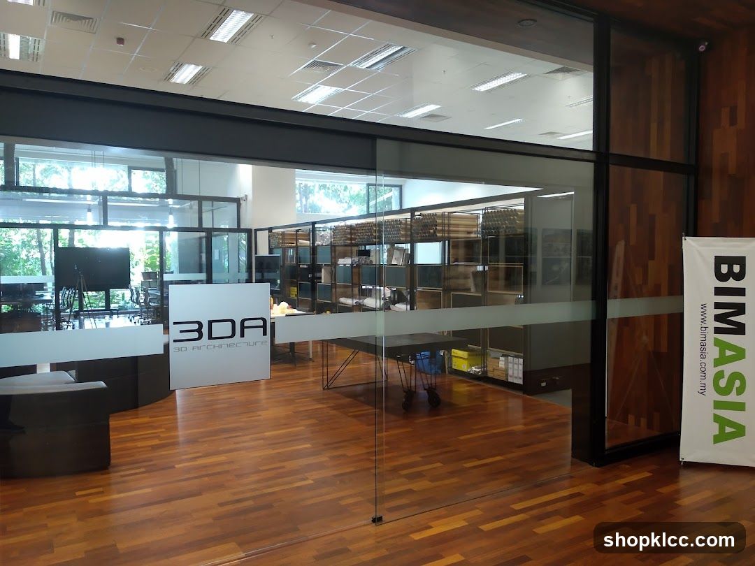 Office Interior View Through Glass Door