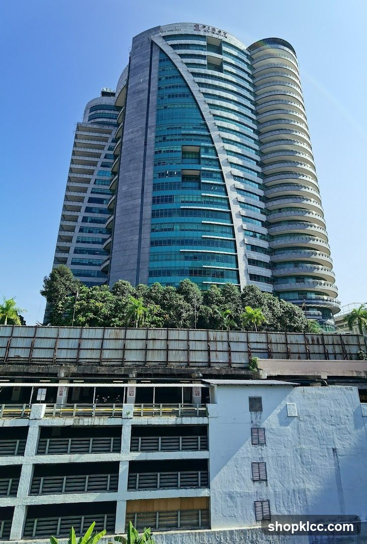 Modern High-Rise Building with Parking Structure