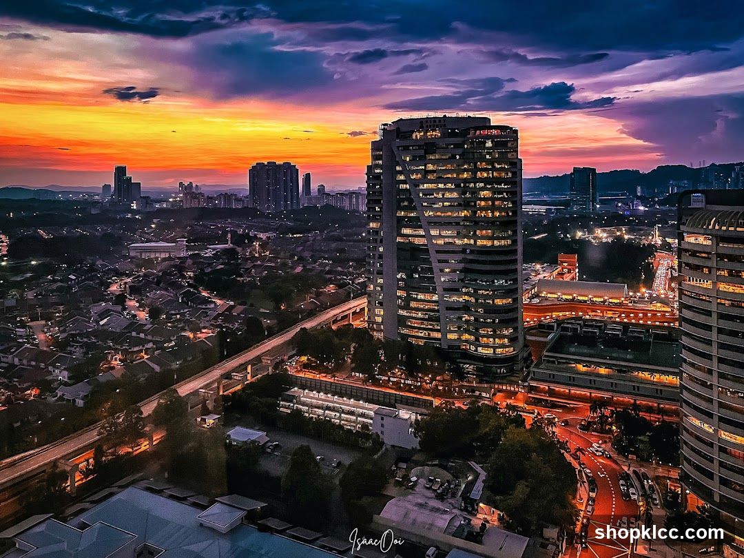 Sunset Cityscape with High-Rise Buildings