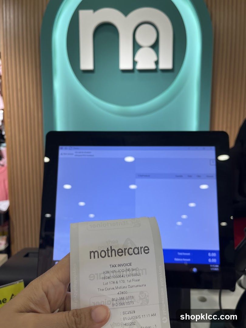 Mothercare Receipt at Checkout
