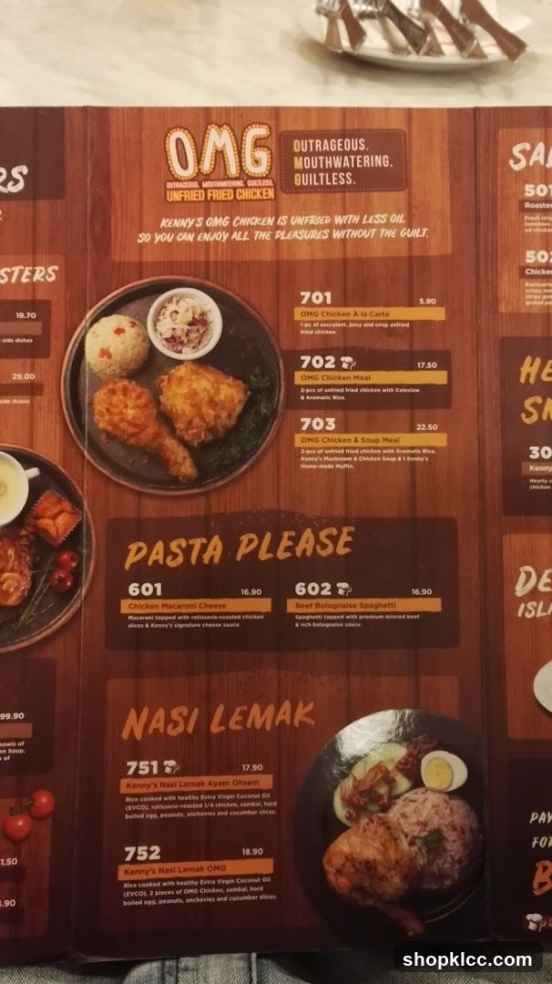Kenny's OMG Unfried Fried Chicken Menu