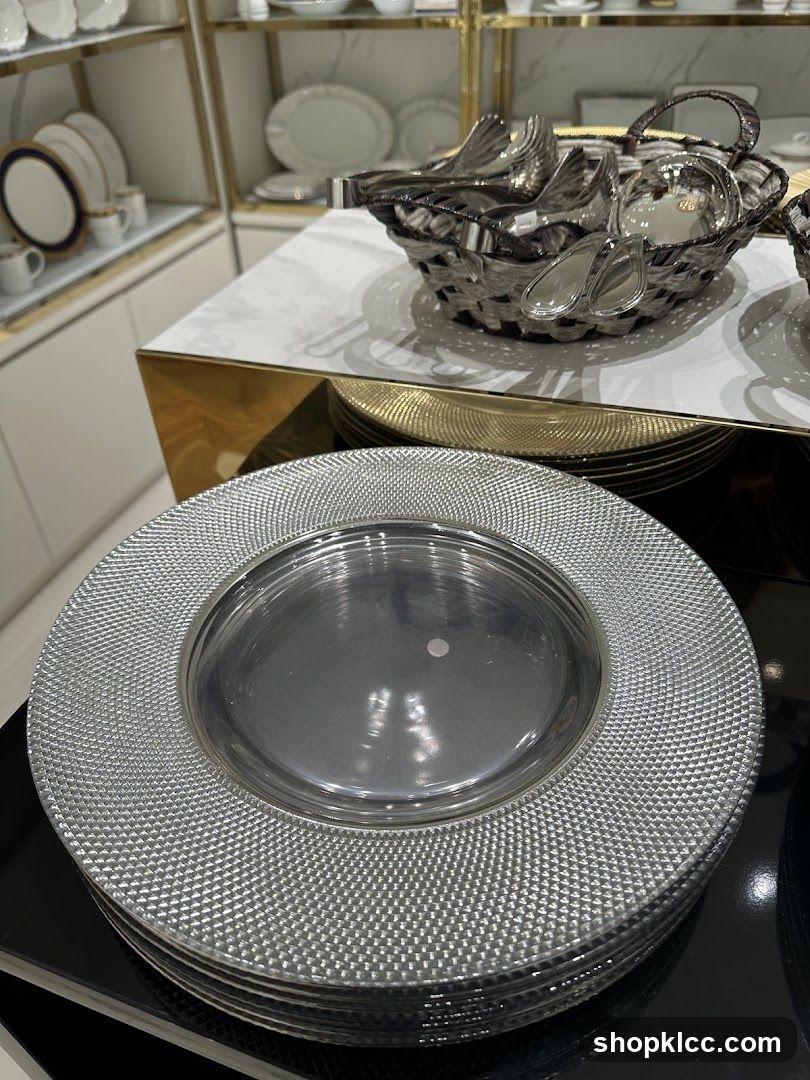 Silver Charger Plates and Serving Utensils