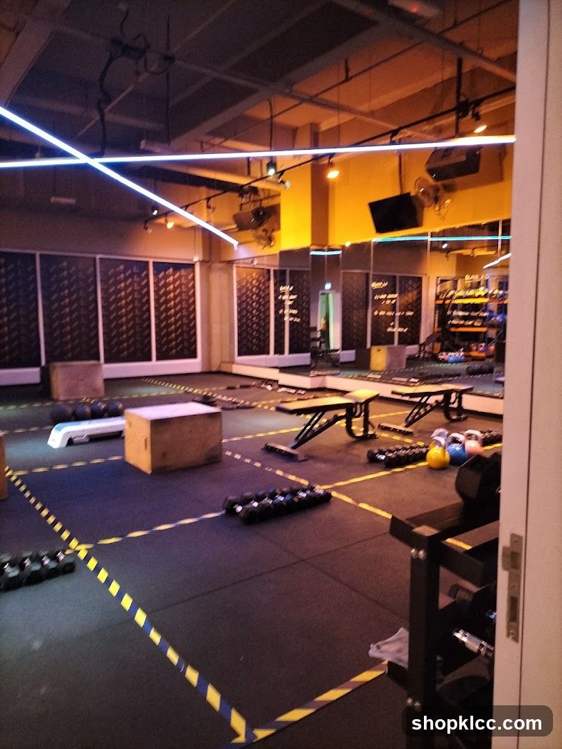 Gym Interior with Social Distancing Markers
