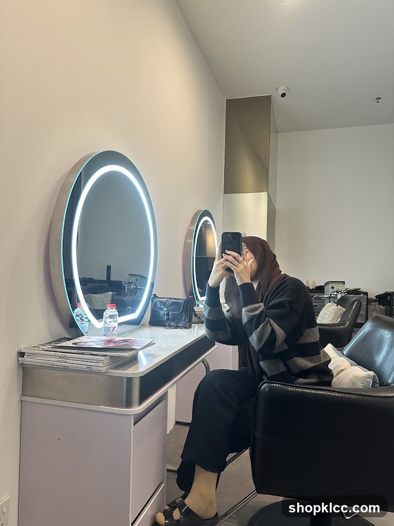 Salon Interior with Person Taking Selfie