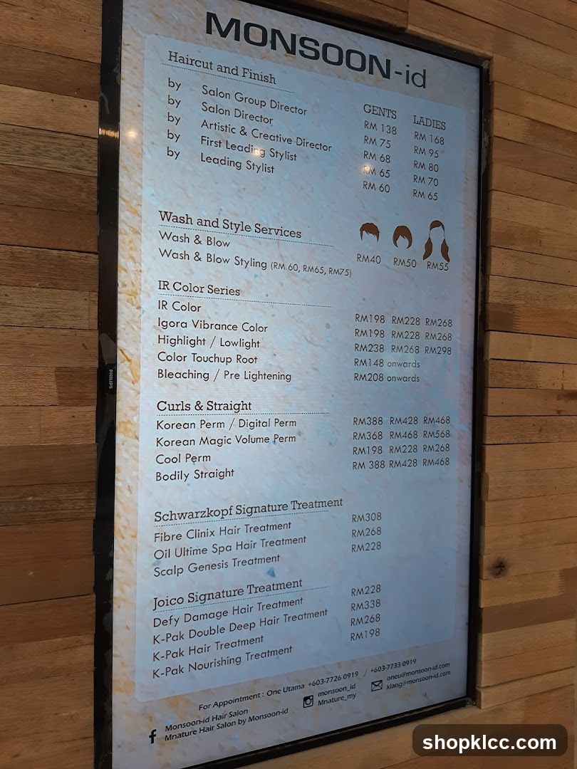 MONSOON-id Hair Salon Menu