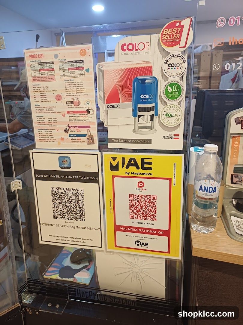 Store Display with QR Codes and Products