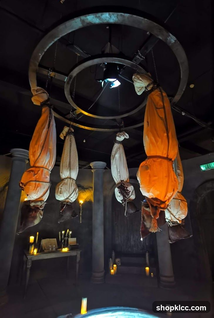 Hanging Bags in Dimly Lit Room