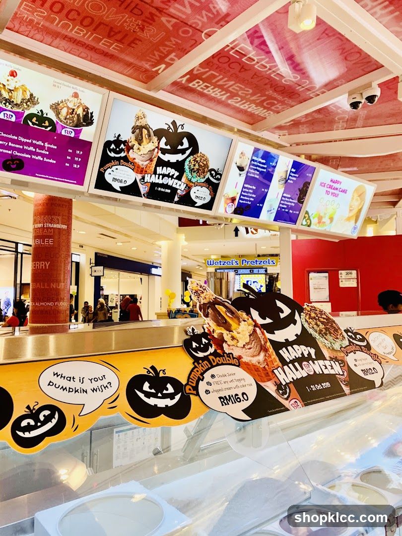 Halloween-themed ice cream shop interior