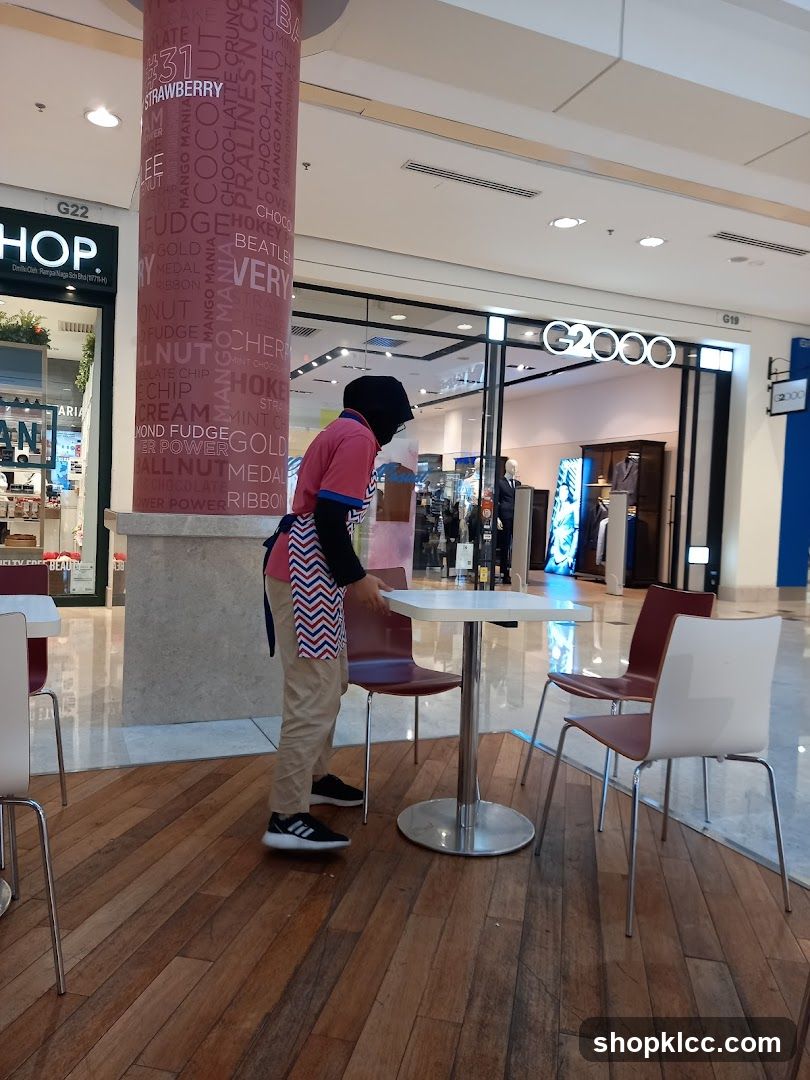 Staff in mall food court area