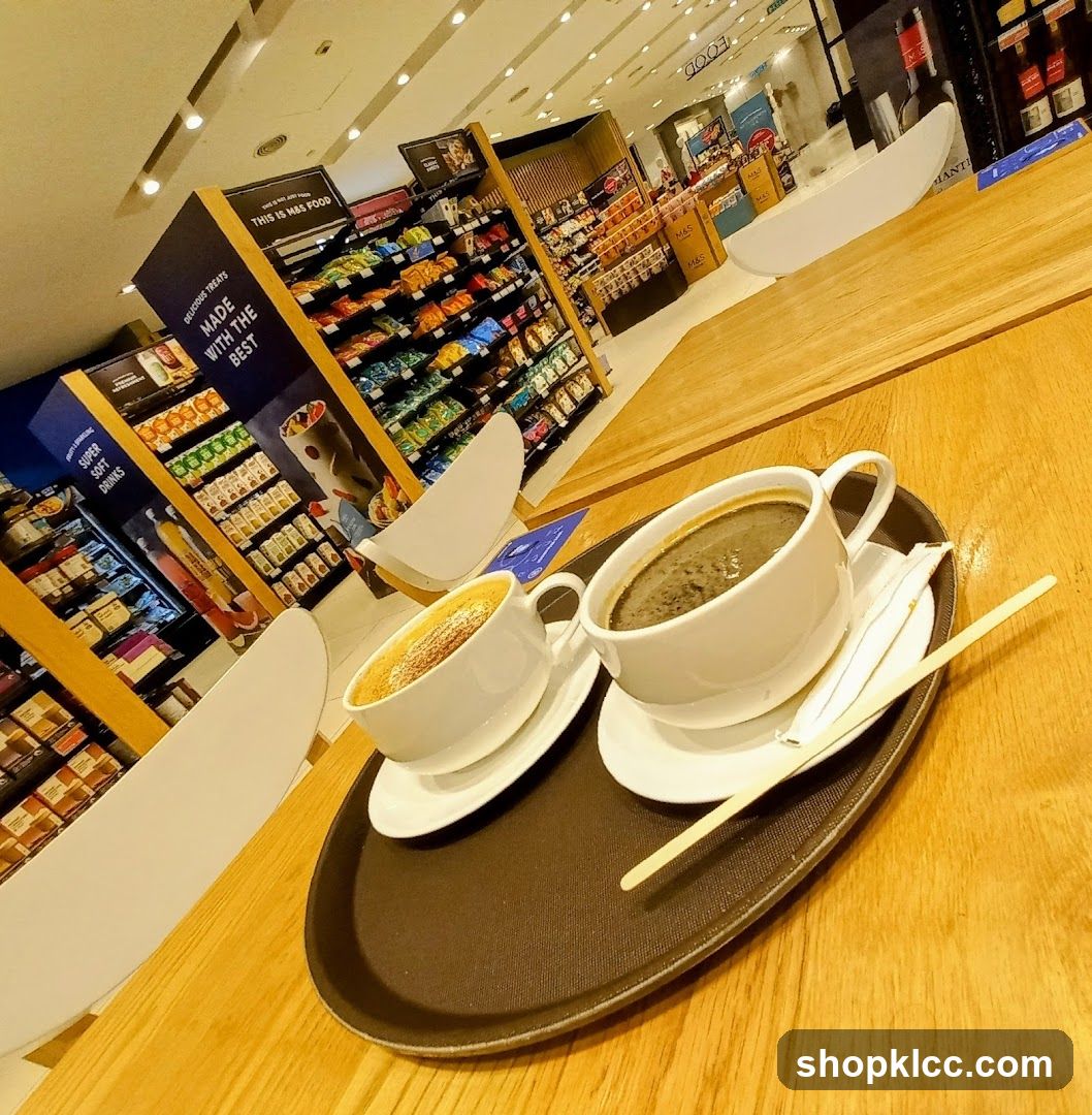 Coffee and snacks in a supermarket