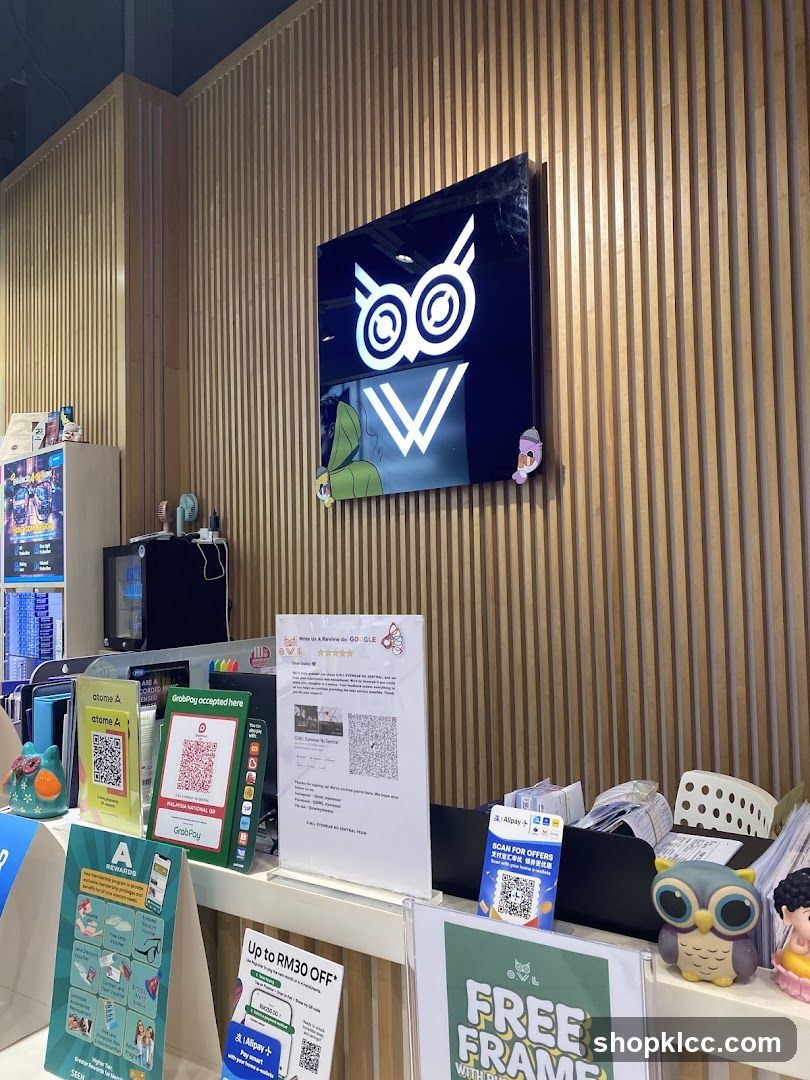 Store Counter with Owl Logo