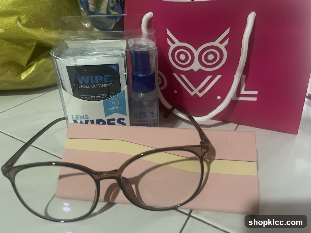 Eyeglasses and Cleaning Supplies