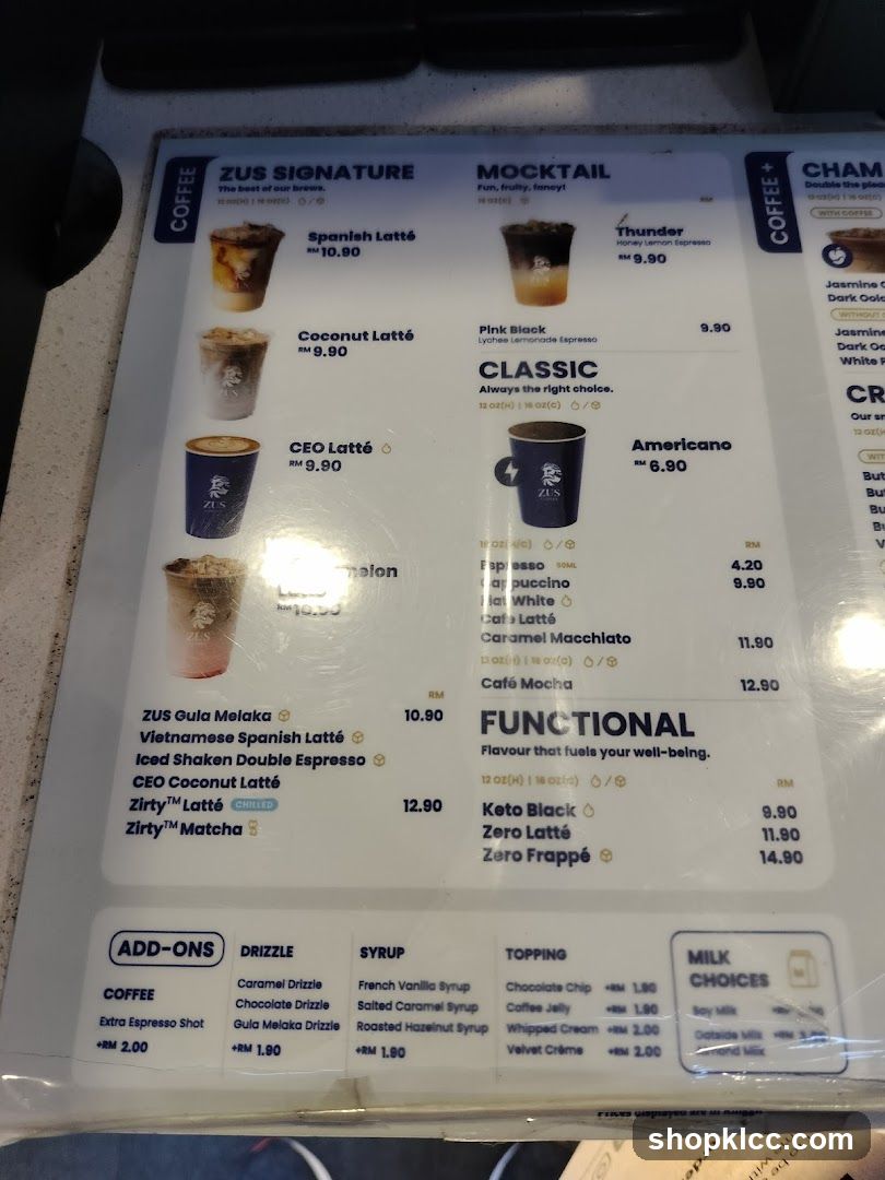 ZUS Coffee Menu