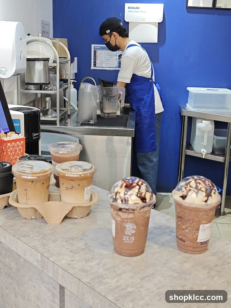Barista preparing drinks