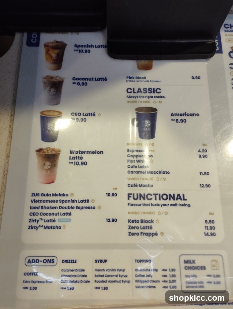 ZUS Coffee Menu