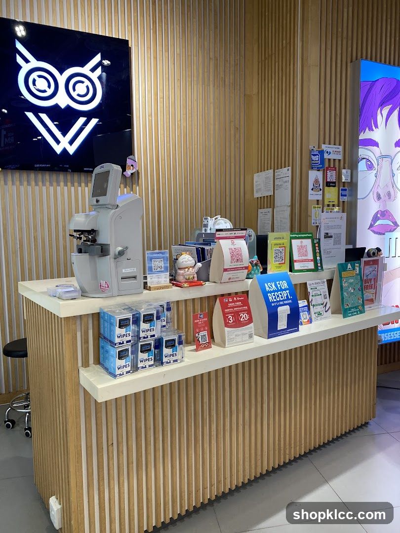 Retail Counter with Products and Signage