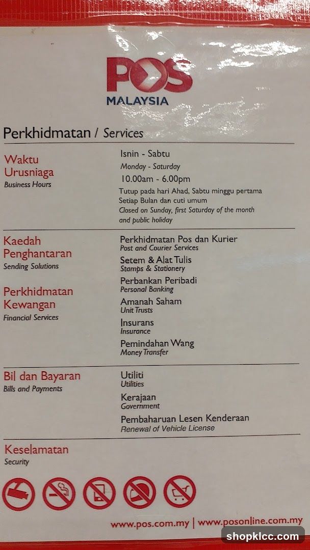 POS Malaysia Services List