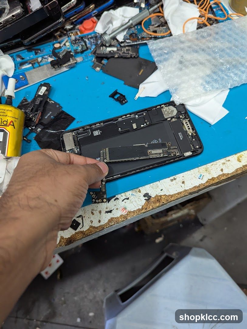 Disassembled Smartphone on Workbench