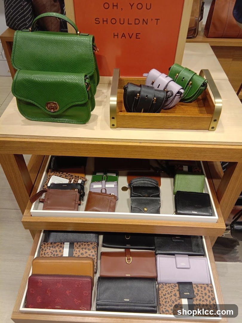 Fossil Wallets and Bags Display