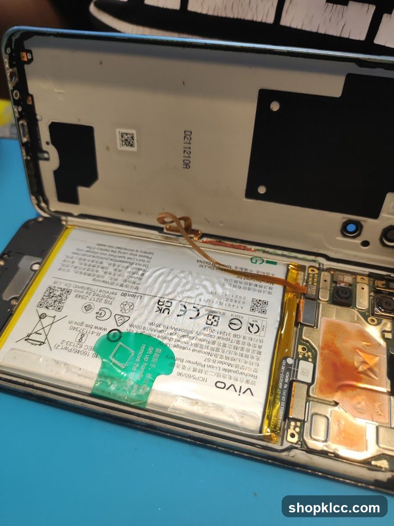 Disassembled Smartphone with Battery Removed