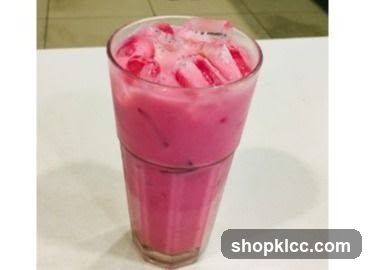 Pink Smoothie with Ice Cubes