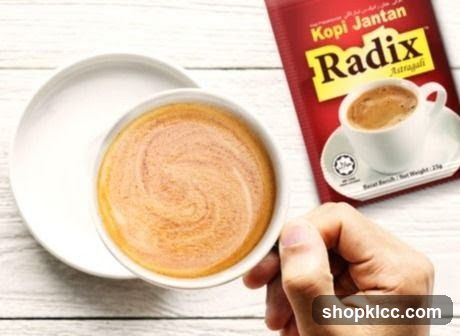 Kopi Jantan Radix Cup and Packet