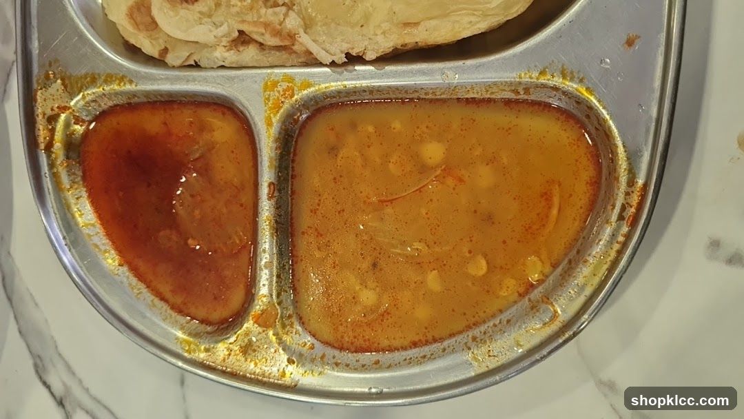 Food Tray with Sauces and Flatbread