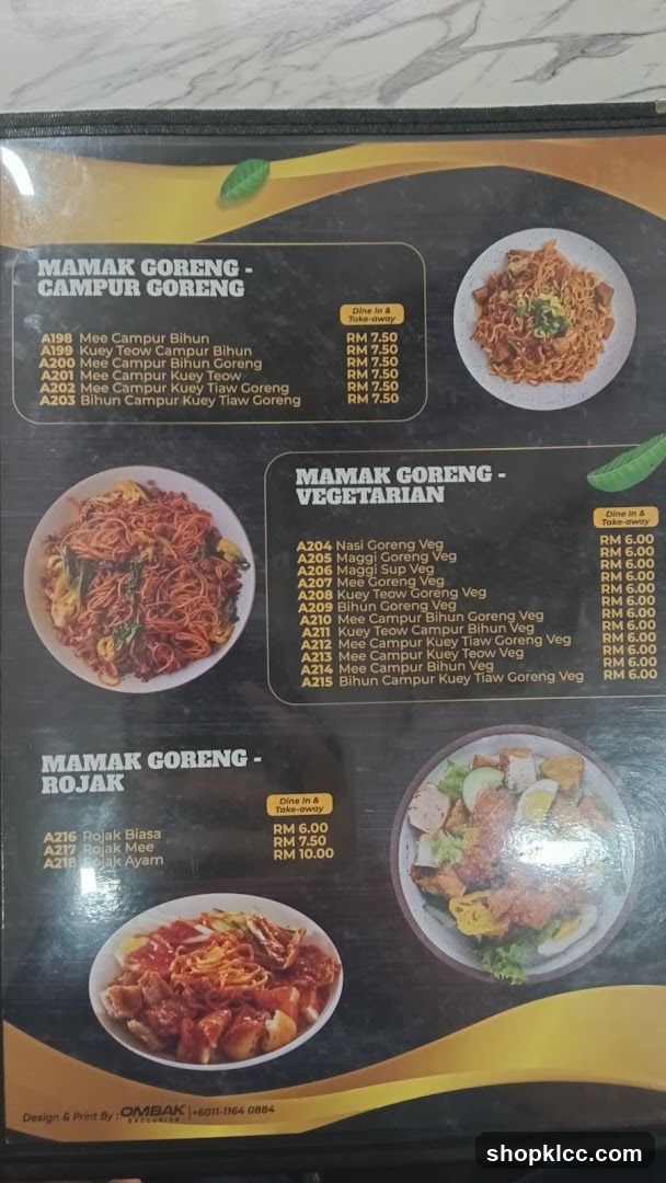 Mamak Goreng Menu Board
