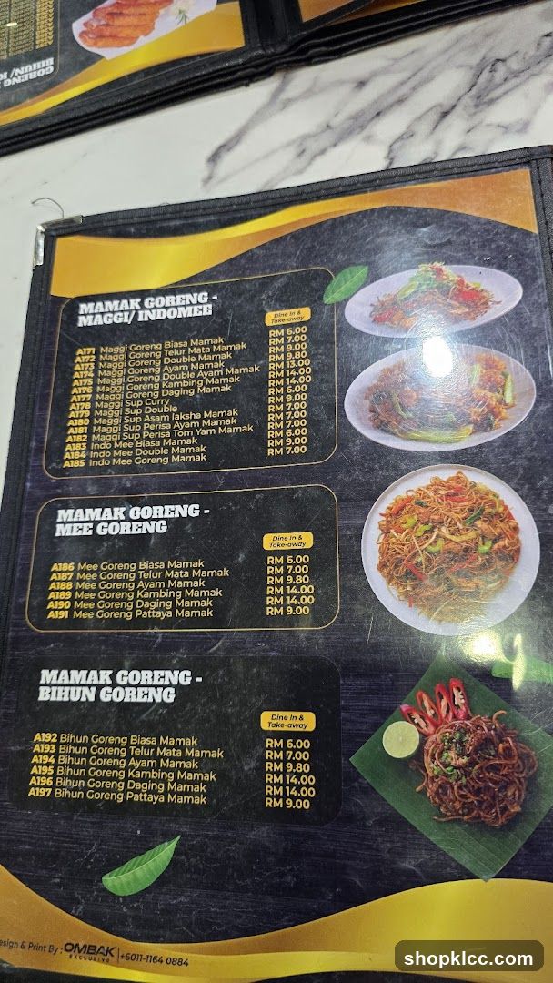 Mamak Goreng Menu Board