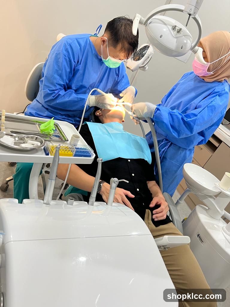 Dentist performing a procedure