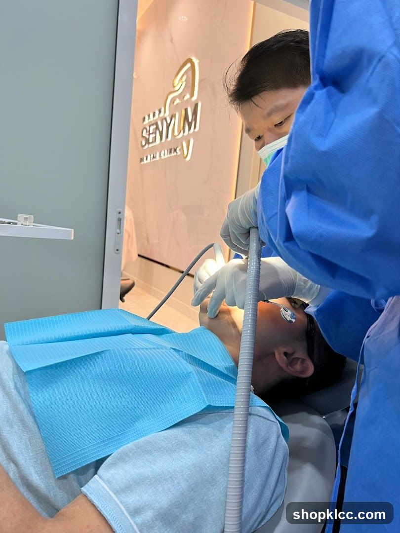 Dentist performing a procedure
