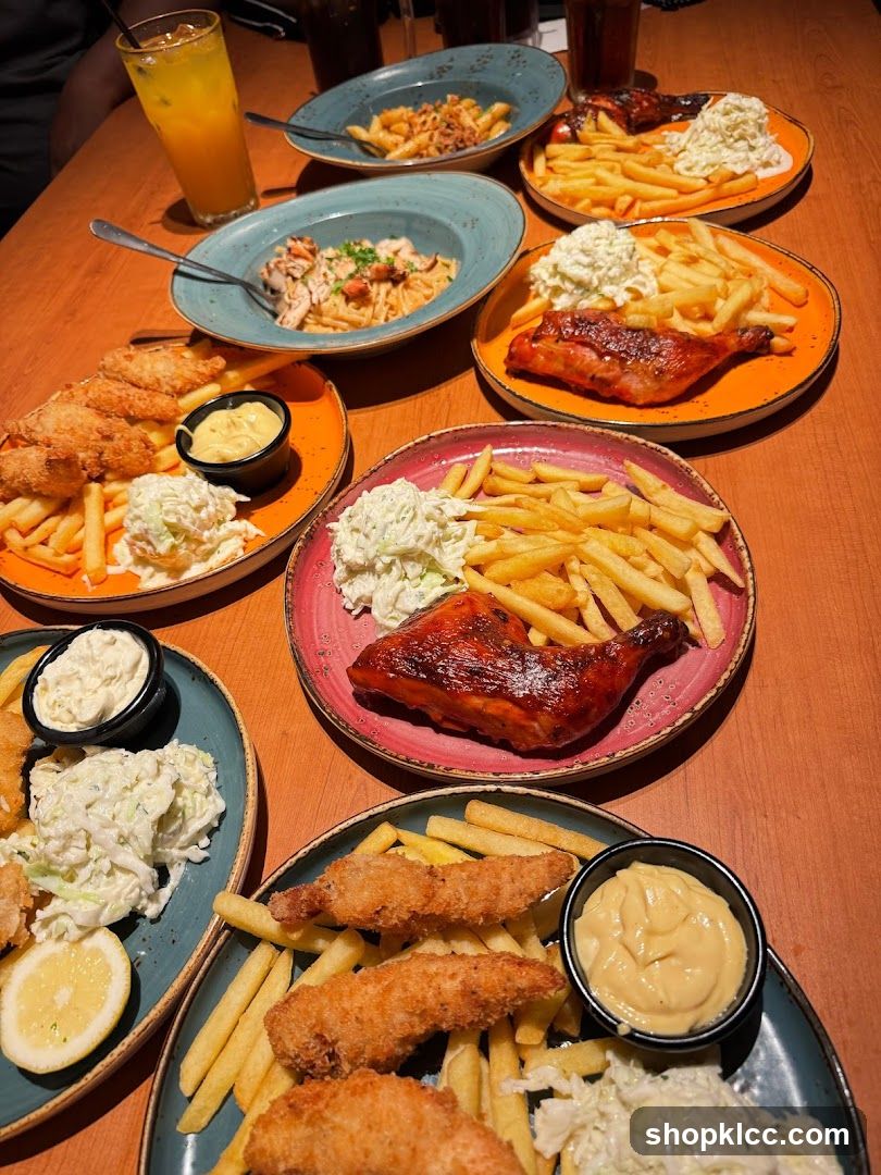 Plates of food on a table