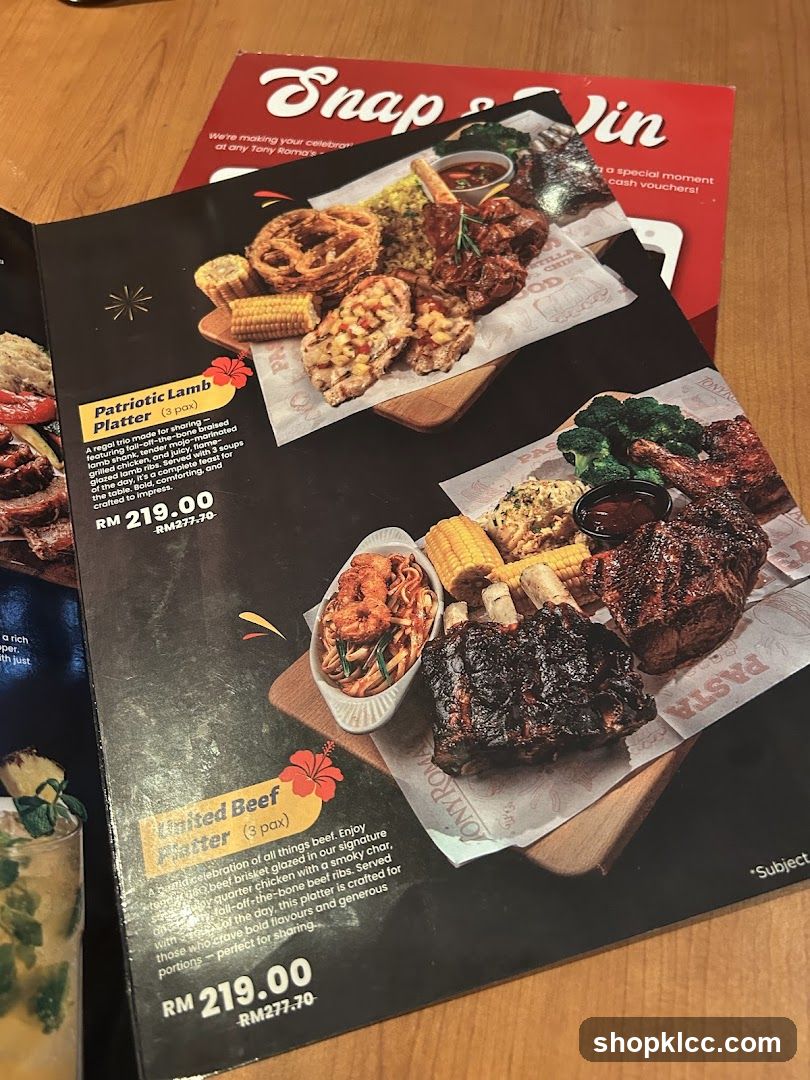Tony Roma's Menu
